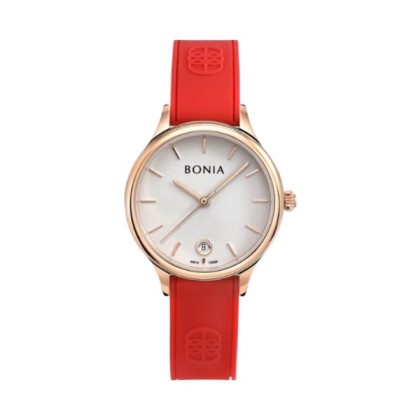 Bonia Elegance BNB10838-2562 Red Silicone Strap Women Watch